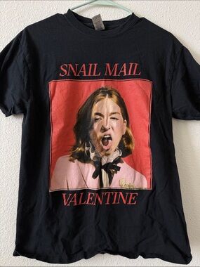 Snail Mail ValentineGraphic Tee - Black with Red Panel